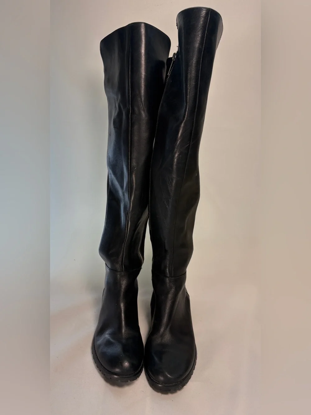 Michael Kors Black Over-the-Knee Leather Zip Boots